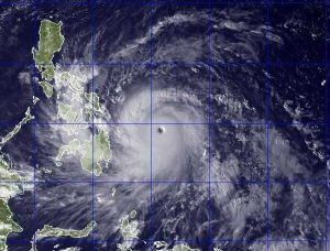 Tyler is located on the northernmost island (Luzon) visible on the image above.  They felt very little effect of the Typhoon Haiyan.